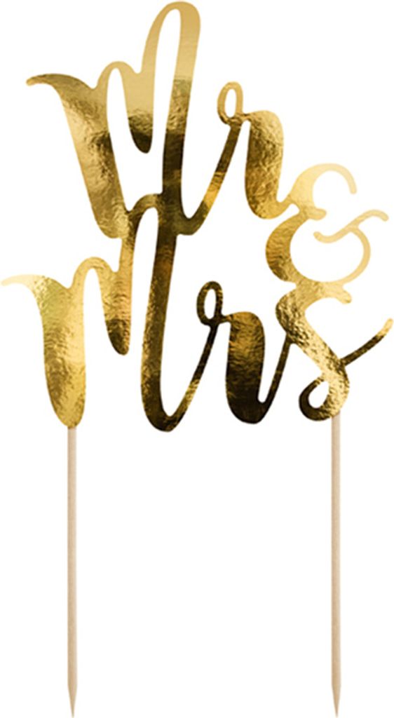 Cake Topper Mr & Mrs / Hochzeit 25.5cm, gold