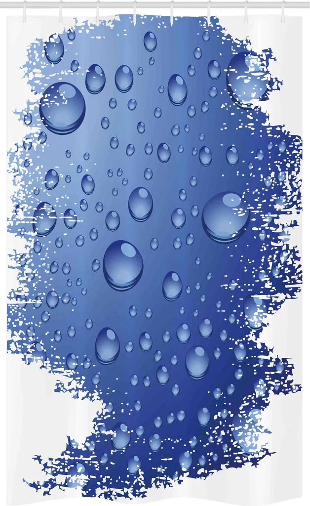 Tenda da Doccia 120x180 ABAKUHAUS Bolle d'Acqua Grunge Blu Violetto