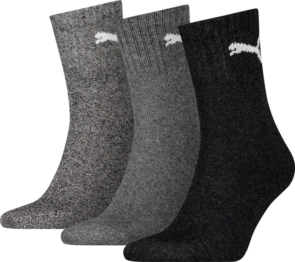 Puma Sportsocken kurze Schaft 3er-Pack grau Uni Baumwolle Produktbild 