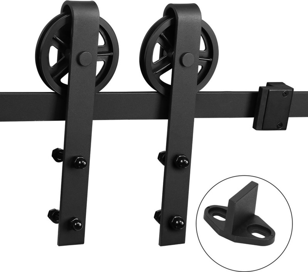 Yakimz Schiebetürsystem Montageset Laufschiene Holztür Schiebetürbeschlag 183/200cm