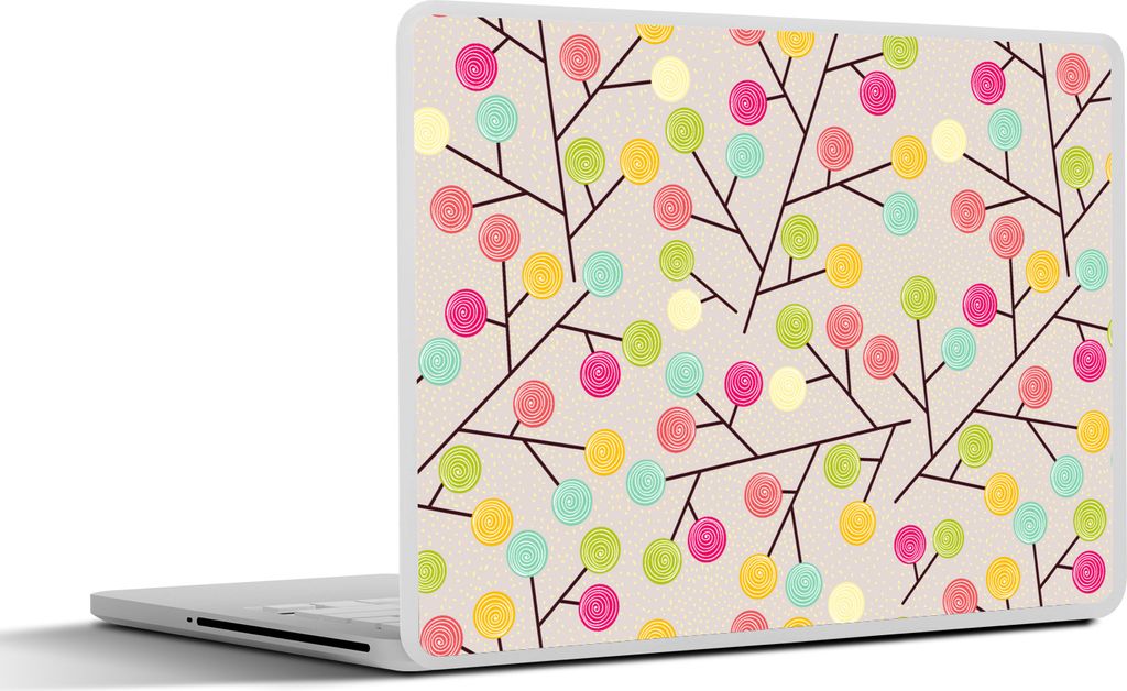 MuchoWow Laptop Aufkleber Sticker Cover Mädchen - Lutschbonbon - Baum - Muster - Mädchen - Rosa - Kinder - Kind 25x18 cm - Laptop-Deko