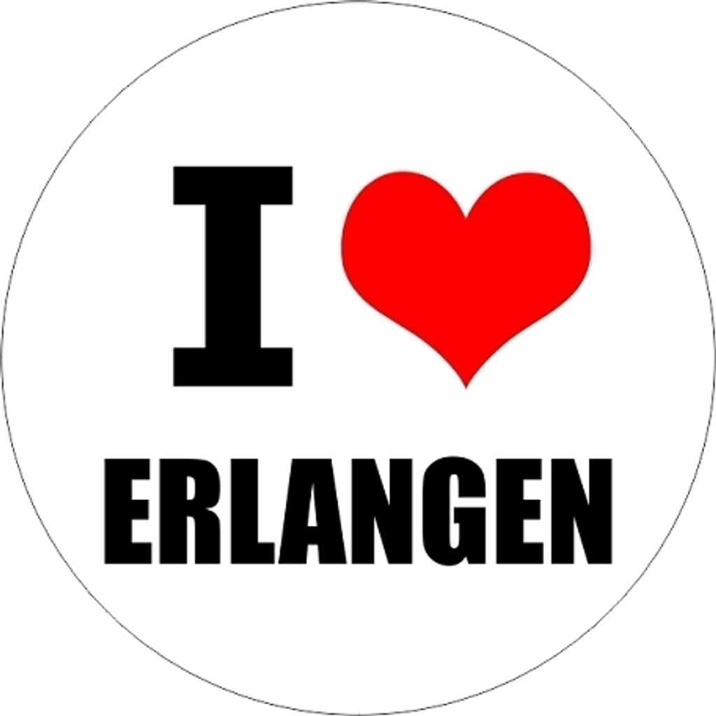 Kiwistar - Autoaufkleber - 8x8 cm - außen klebend - I love Erlangen für Auto, Laptop, Fahrrad, LKW, Motorrad Aufkleber mehrfarbig JDM Decal Stick...