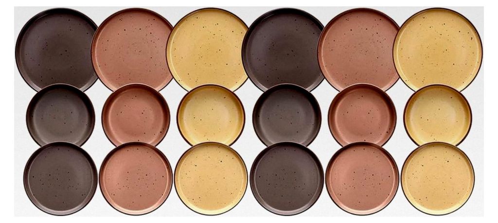 Tafelservice für 6 Personen, 18-teilig, Stoneware, mehrfarbig