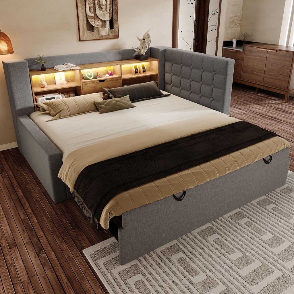 OKWISH Lit Gigogne 90x200/90x190 cm - Lit Rembourré avec Image du produit 