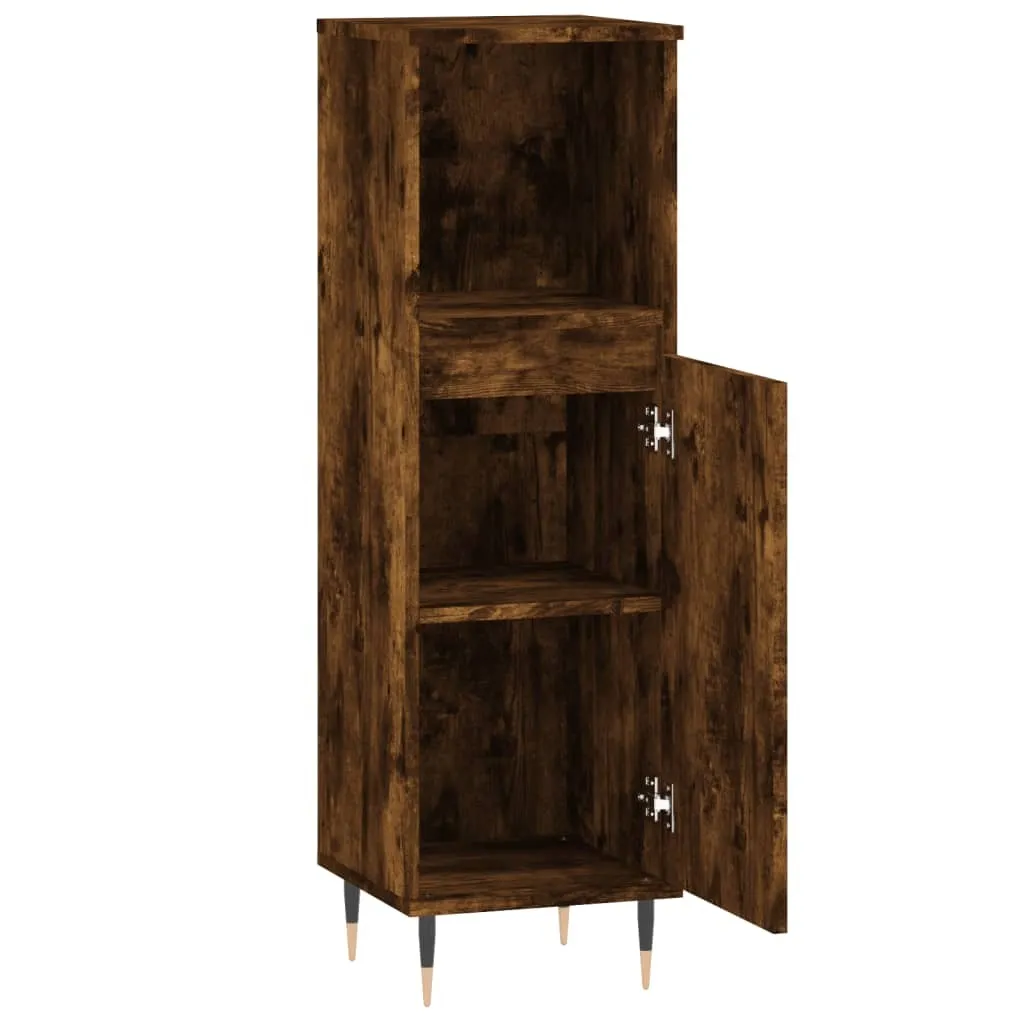 Mobile Bagno Rovere Fumé 30x30x100 cm | Colonna Salvaspazio Legno - 6