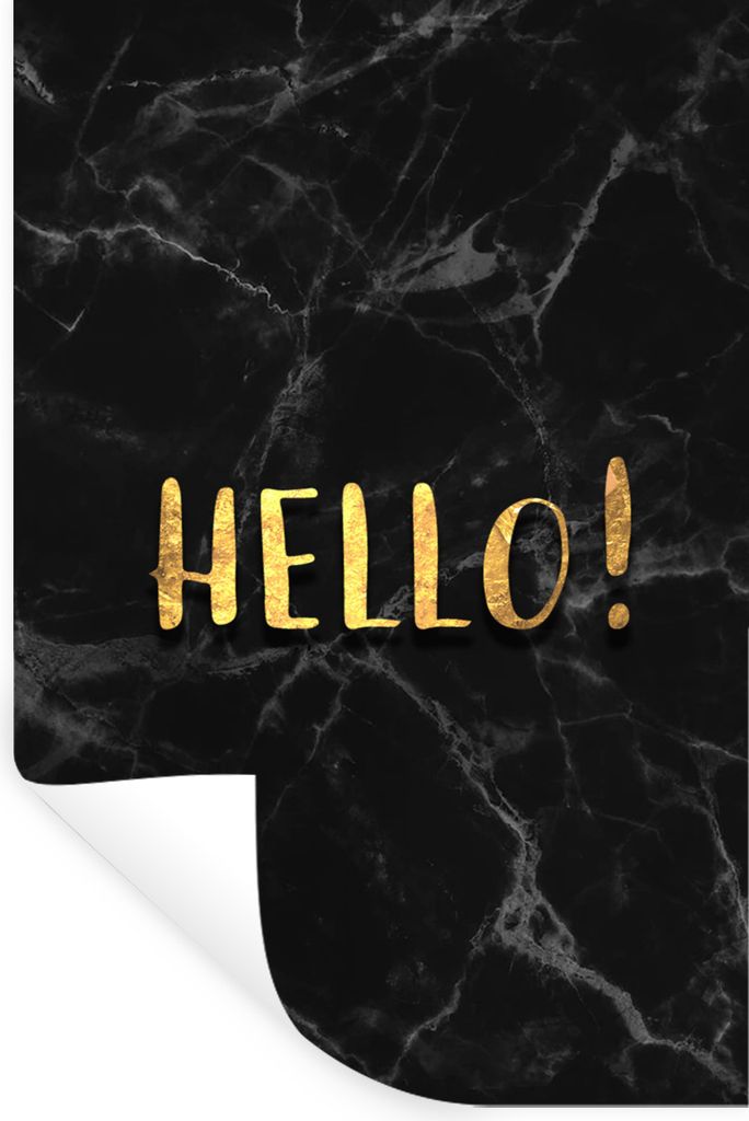 MuchoWow Wandtattoo Wandsticker Wandaufkleber Zitat - Hallo - Gold - Marmor 80x120 cm Selbstklebend und Repositionierbar - Repositionierbar - Was...