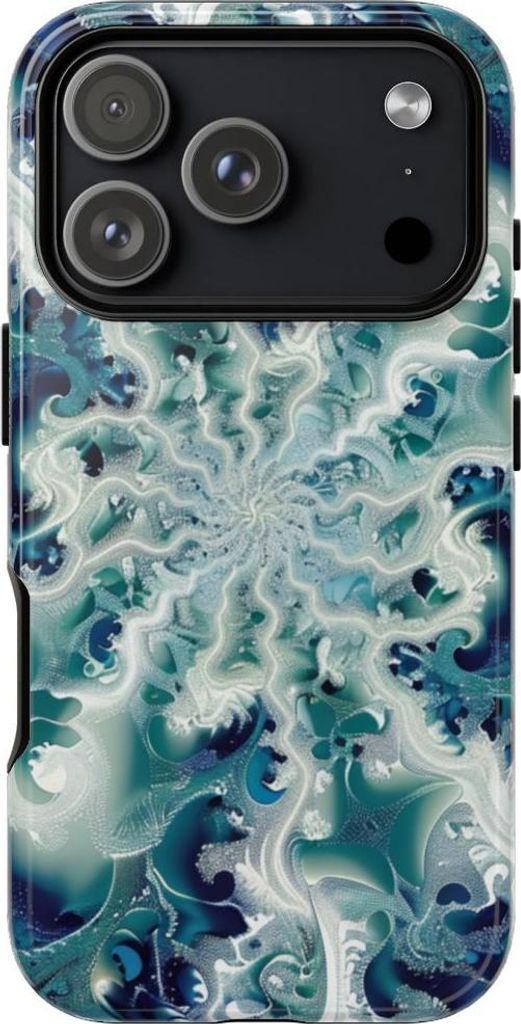 Blau-grünes Fraktalwirbel-Muster – Hülle Kompatibel mit iPhone 17 Pro