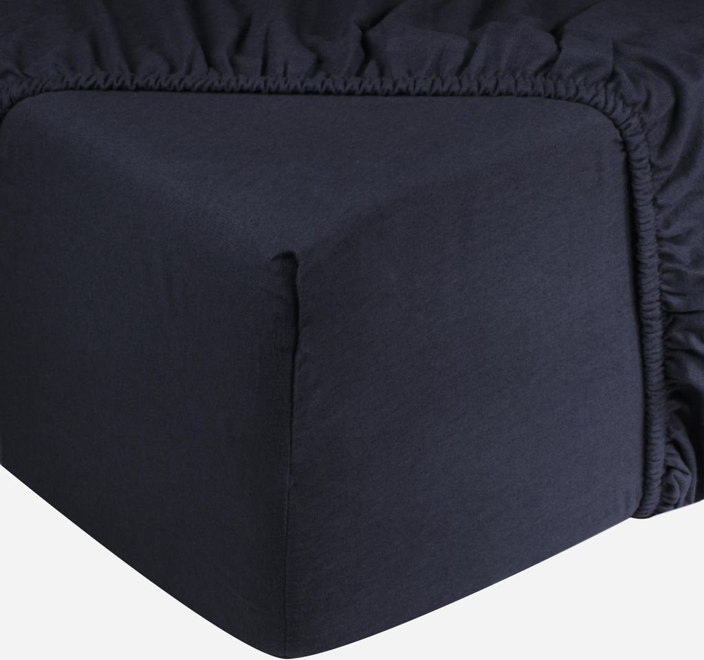 DoubleDry Spannbettlaken Jersey 140x200cm - 100% Baumwolle - Spannbetttuch - 25cm Steg - Marineblau
