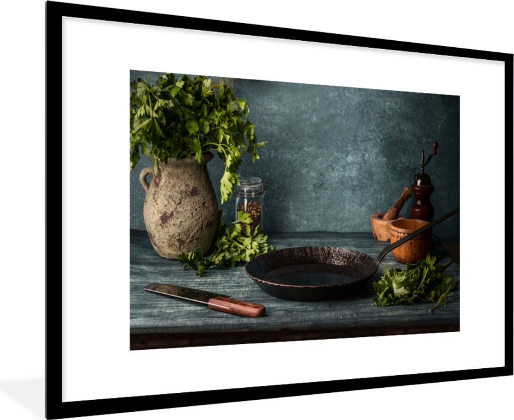 MuchoWow® Gerahmtes Poster Kräuter - Gewürze - Pfanne - Produktbild 
