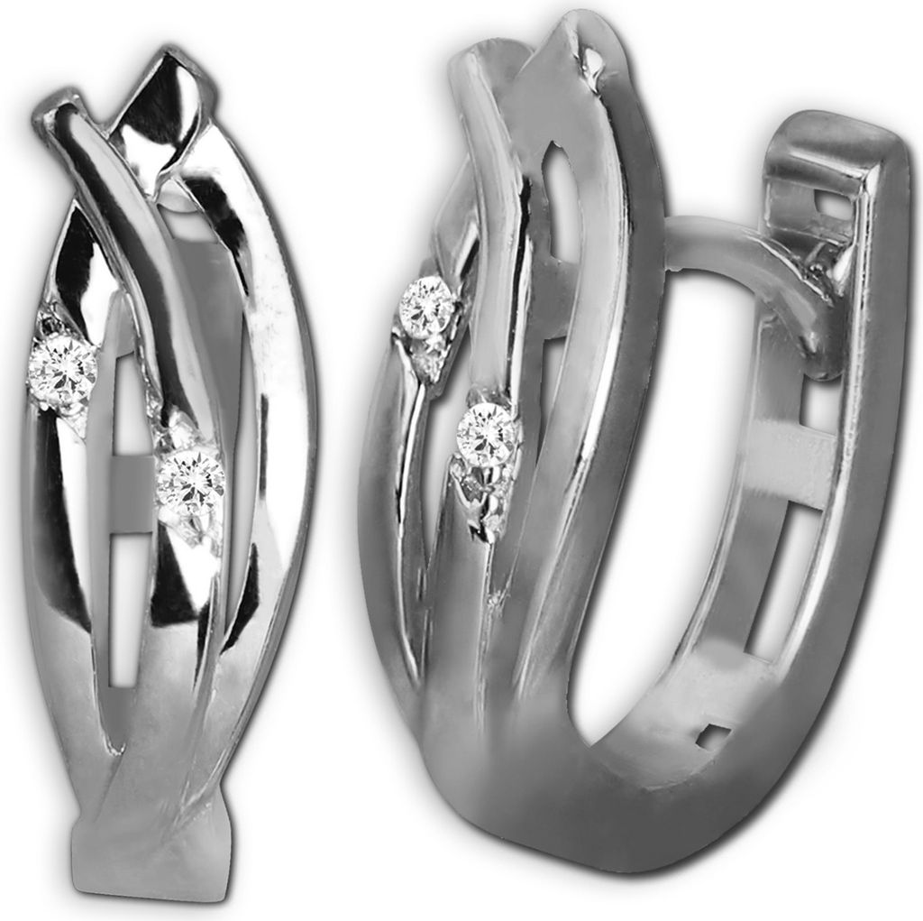GoldDream silber weiß Creolen Leaf Zirkonia Damen 333 Weißgold Ohrringe GDO5633J