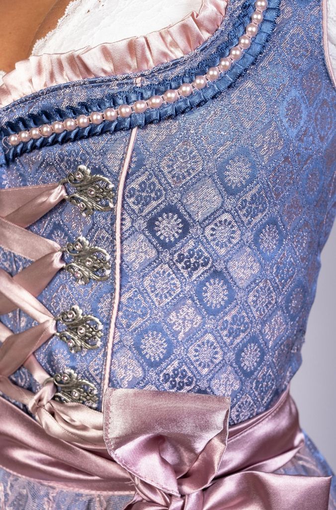 Trachtl - Midi Dirndl Alissa 2.Tlg Blau/Rosa 44
