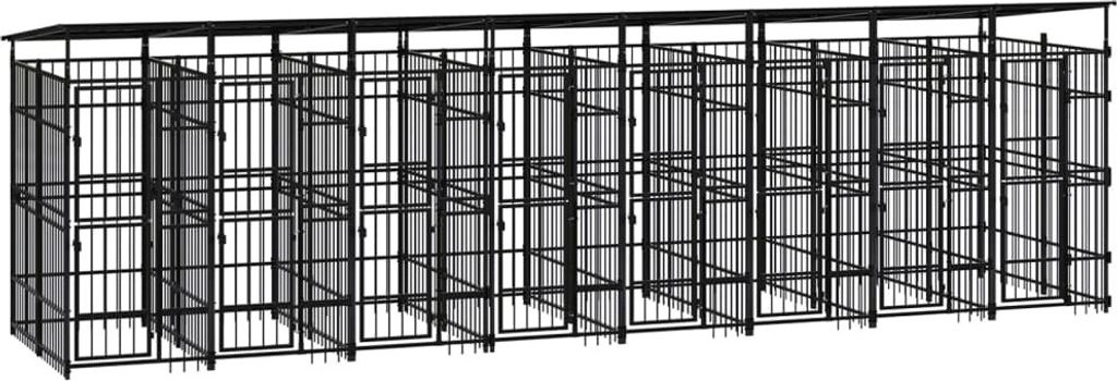 The Living Store Outdoor-Hundezwinger mit Dach Stahl 14,75 m²