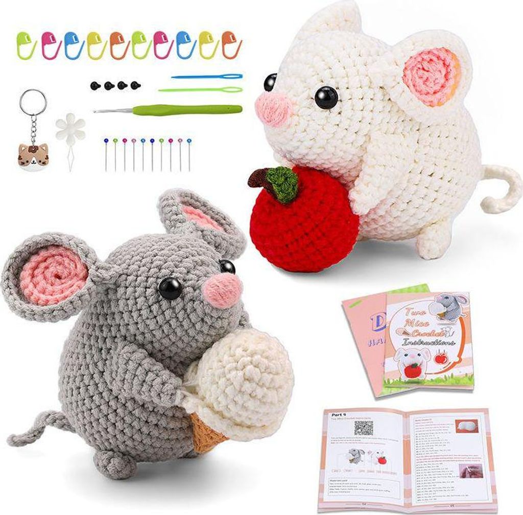 Häkel-Set – Häkel-Set für Anfänger, Häkel-Set mit Schritt-für-Schritt-Video-Tutorial | Komplettes Häkel-Set für Tiere, Häkelzubehör