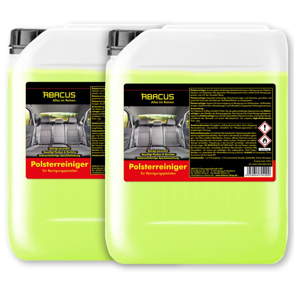 ABACUS Tornador Polsterreiniger & Textilreiniger, Tornador Stoffreiniger, Tornador-Reiniger 2 x 5L Polster- & Textilreiniger für Reinigungspistole