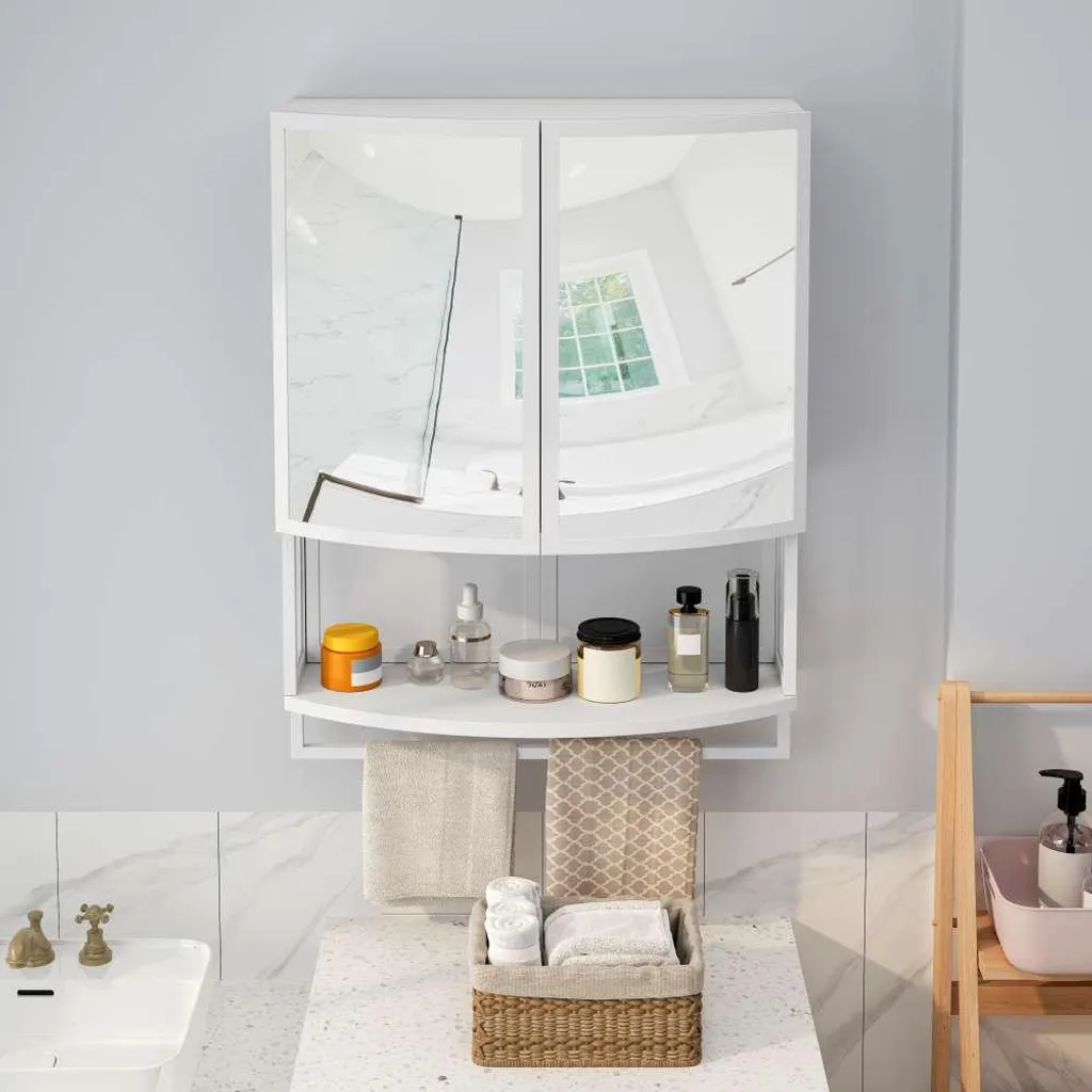 AIORBER Armoire de salle de bain 60cm avec miroir incassable et étagère