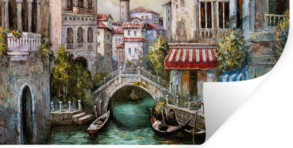 MuchoWow Wandtattoo Wandsticker Wandaufkleber Gemälde - Öl - Wasser - Graben - Italien 40x20 cm Selbstklebend und Repositionierbar - Aufkleber