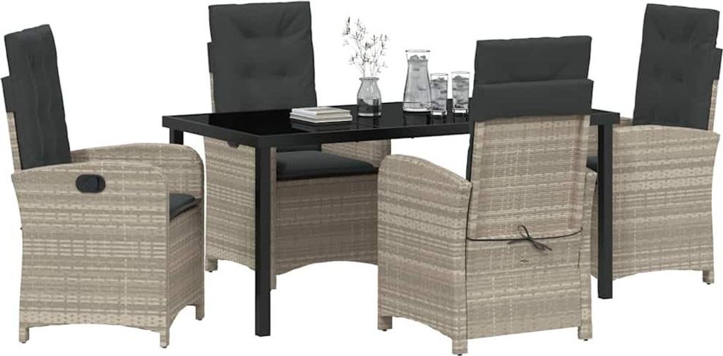 Garten Essgruppe mit Kissen 5 pcs Hellgrau Poly-Rattan