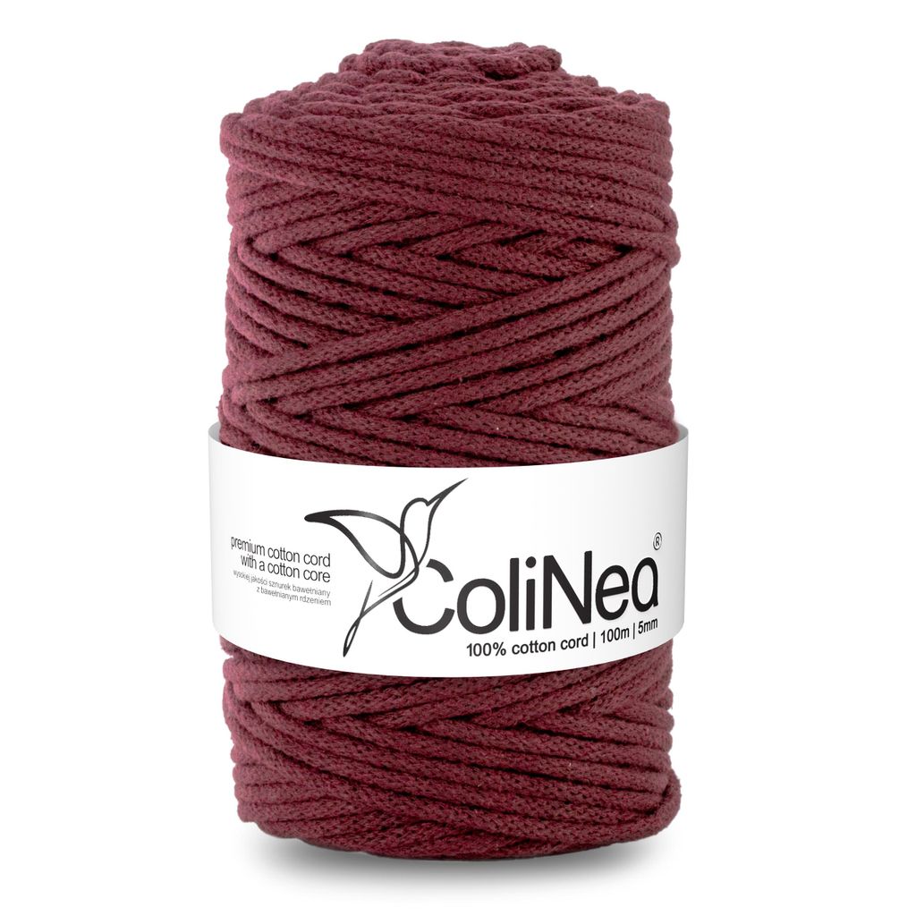 Cordon de coton tressé 5mm 100m rouge bourgogne ColiNea Image du produit 