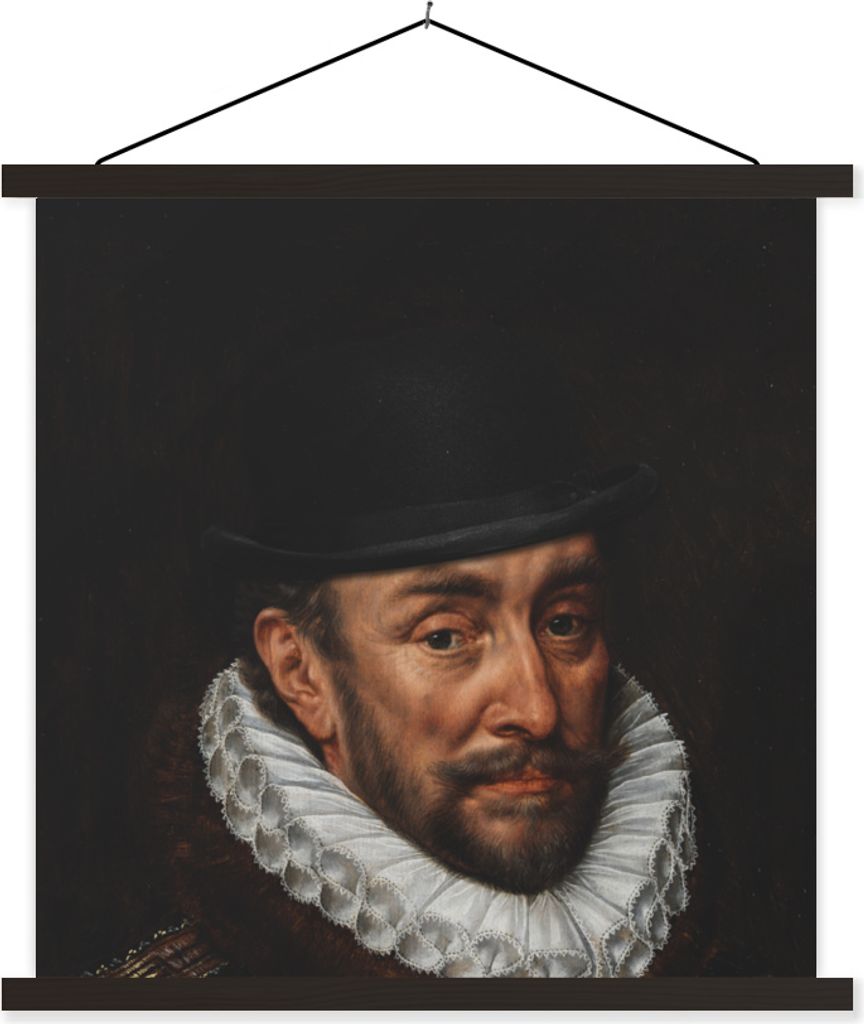 MuchoWow Textilposter Wilhelm von Oranien - Kunst - Hut 90x90 cm mit schwarzem Rahmen - Magnetisches