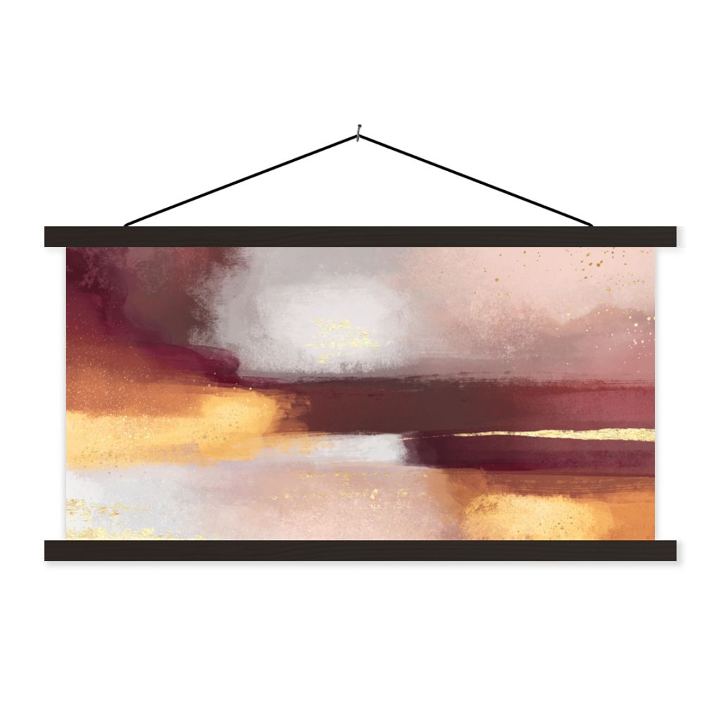 MuchoWow Textilposter Malen - Abstrakt - Pastell 90x45 cm mit schwarzem Rahmen - Klemmleisten