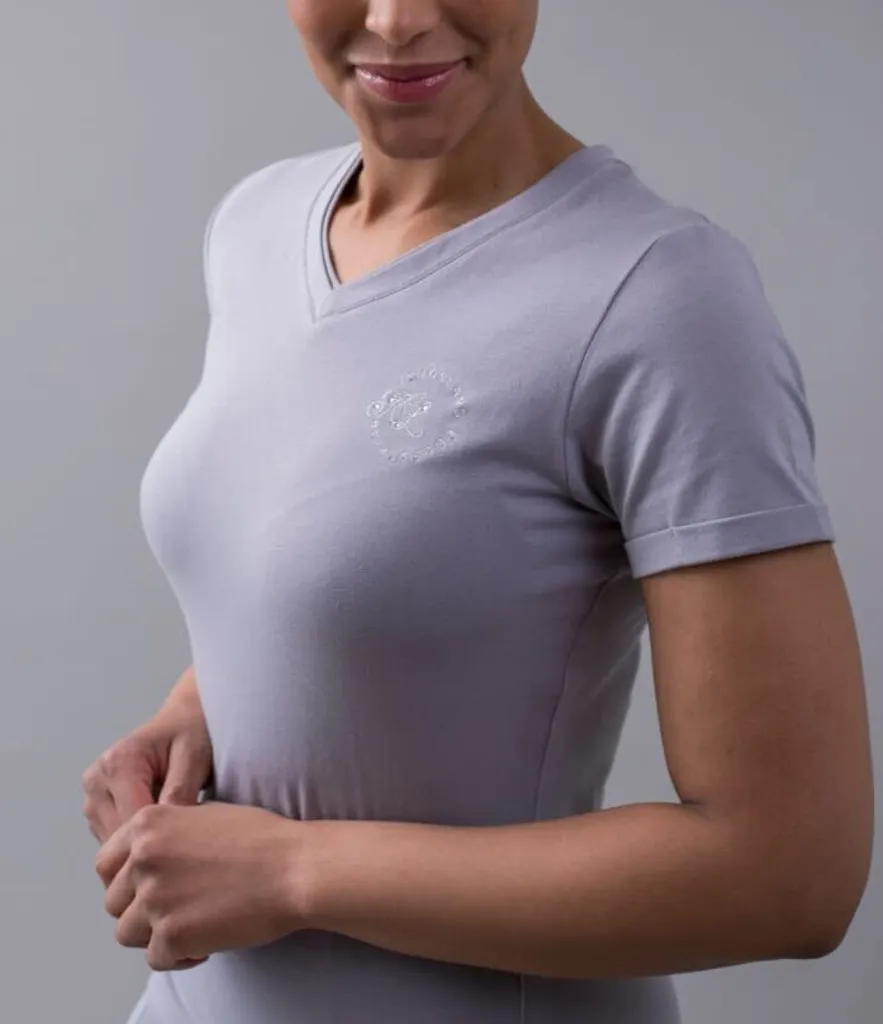 T-shirt Cavalier Kingsland Ovelia Col V pour l'Été 2022 en Gris Taille L