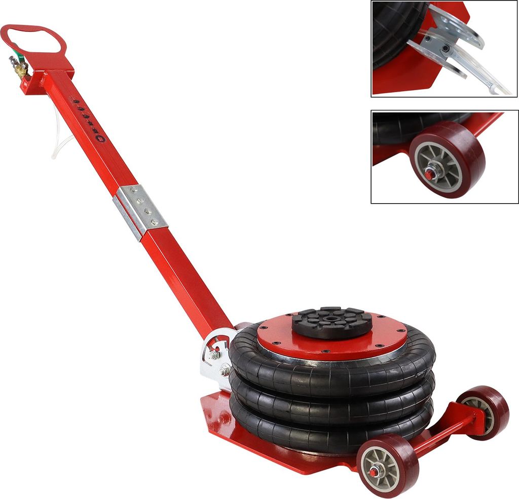 XINZI Pneumatischer Wagenheber 3T (6600 lbs) – Rot, 3 Airbags + einstellbarer Stahlgriff, 5-Sekunden-Hebezeit, 150-400mm, Werkstatt/Garage