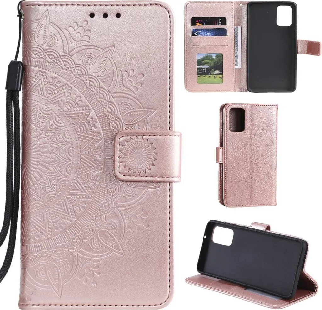 Custodia a Libro Samsung Galaxy A41 Portafoglio Mandala Rosegold