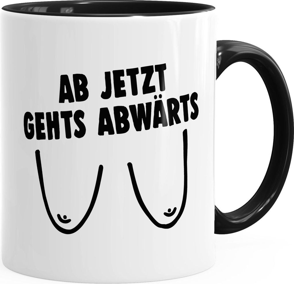 Kaffee-Tasse 30. Geburtstag Ab jetzt gehts abwärts Spruch runder Geburtstag Geburtstags-Tasse MoonWorks XX schwarz unisize