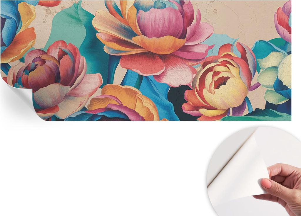 Selbstklebende Wandtapete - Dekorative Tapete für Wohnzimmer - Klebefolie für Wandbilder - Tapetenfolie für Wanddekoration - 208x146 cm - Floral...