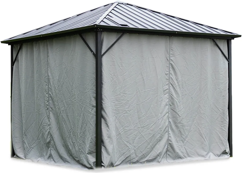 Rideaux Latéraux pour Tonnelle Solaire AZUR - Toile Grise Anti-UV LED