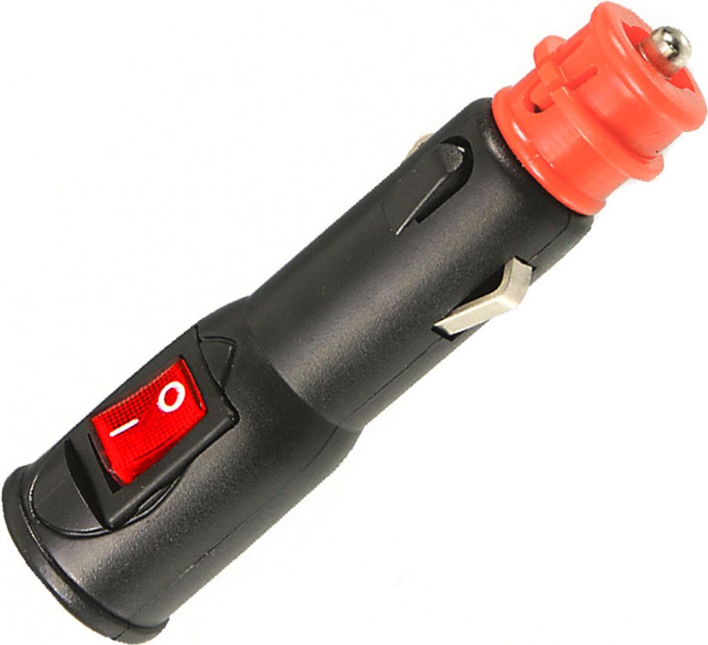 Stecker für Zigarettenanzünder und Normsteckdosen mit beleuchtetem An/Aus-Schalter zum Einbau im LKW, PKW, Wohnmobil, 12-24V, max. 8 A
