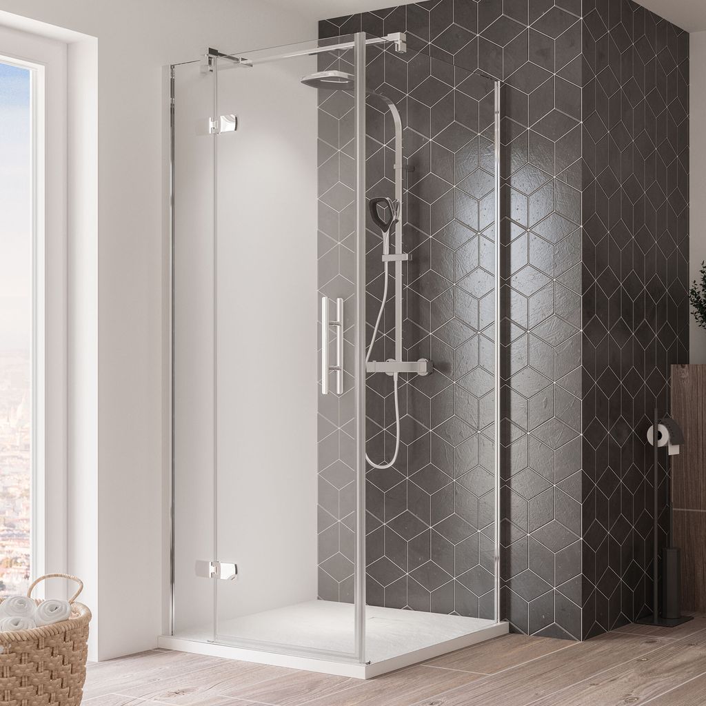 Breuer Avanta Seitenwand 900 alu chromeffekt Klarglas inkl. CER teilgerahmt für Drehtür Typ 2172/2173