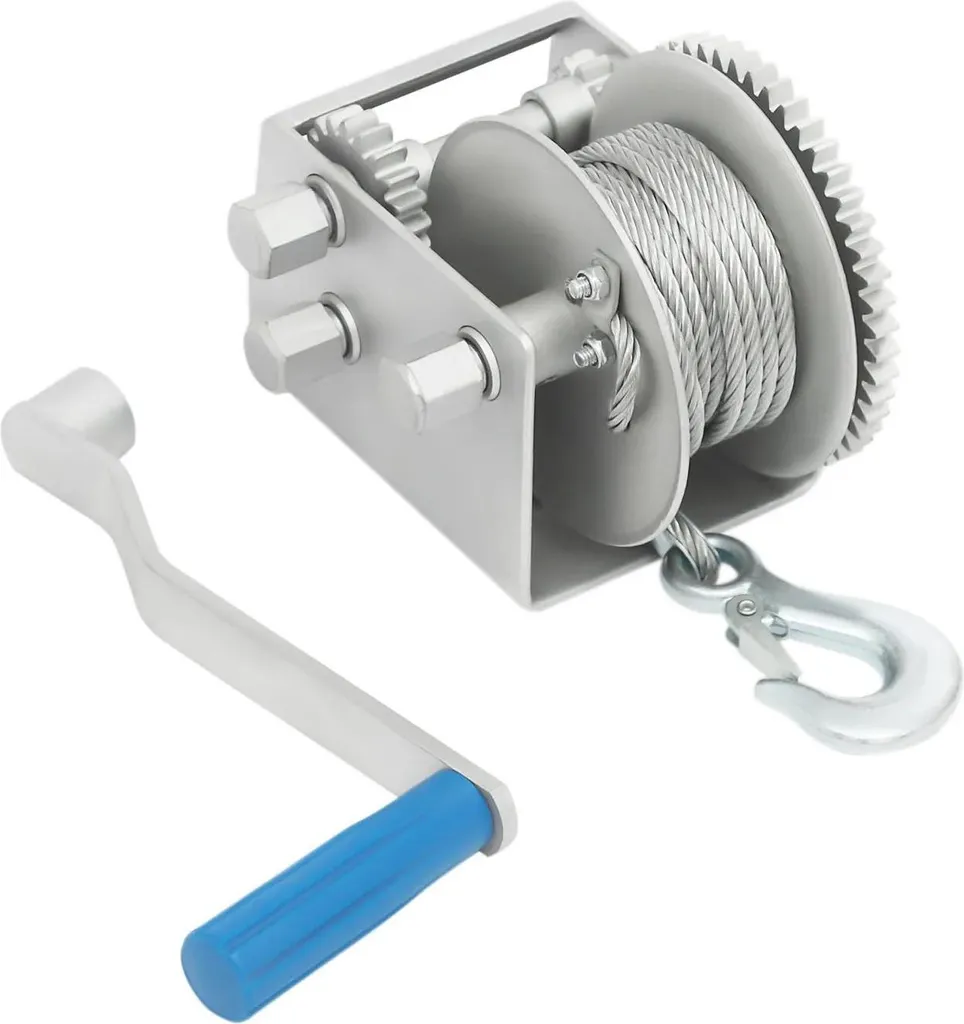 Treuil Manuel à Sangle 1134 kg - Treuil de Halage 3 Vitesses Argenté