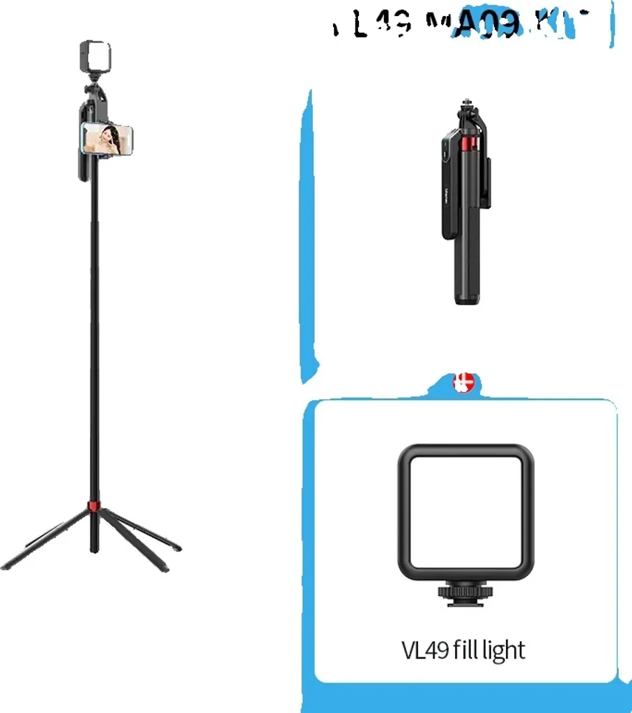 Ulanzi MA09 Trépied Selfie Stick 1.8m avec Télécommande Bluetooth et VL49