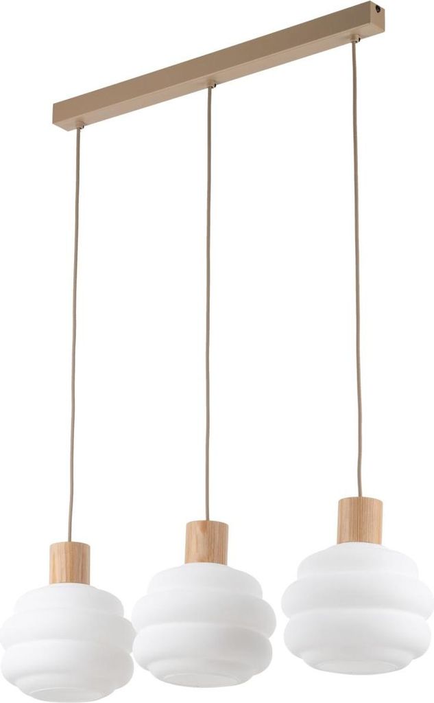 Hängeleuchte Metall Glas H: max. 125 cm Beige Weiß E27 3-flammig länglich Modern Hängelampe