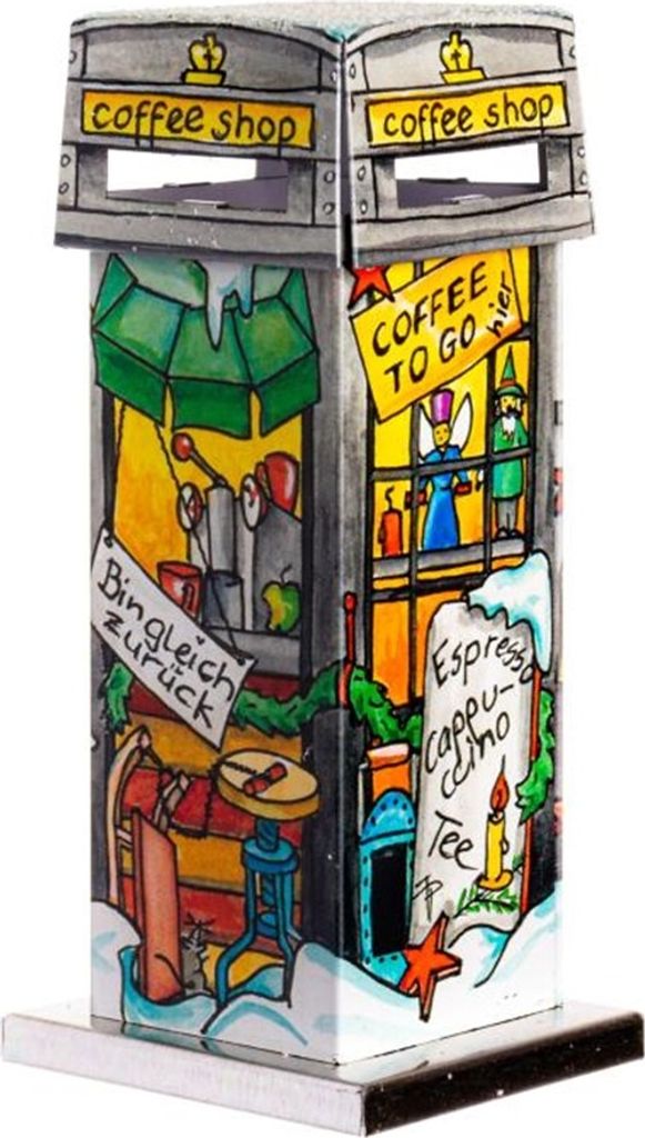 KNOX Räucherhaus - Telefonzelle mit Kaffeebar Design - aus Metall - 11cm - für Standard Räucherkerzen geeignet