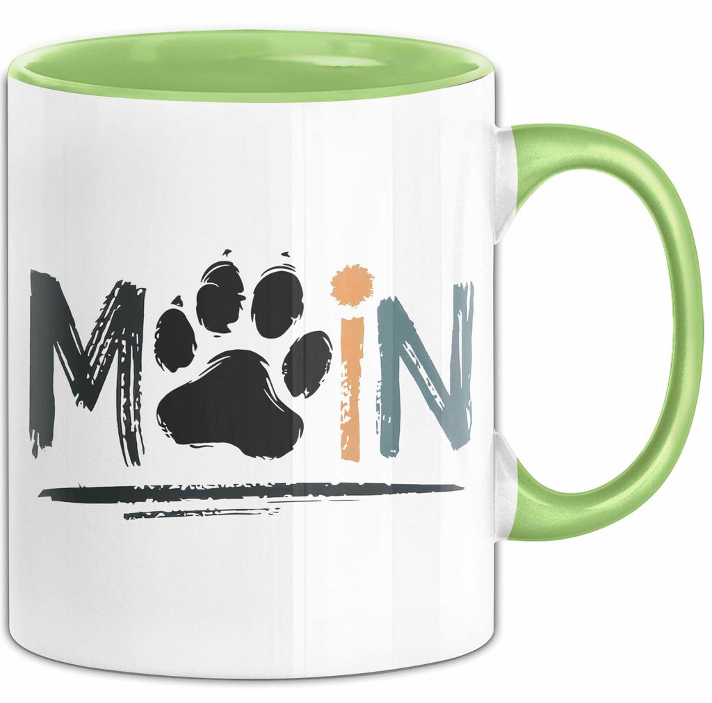Hund Tierliebhaber Tasse Geschenk Lustige Geschenkidee Spruch Moin (Grün)
