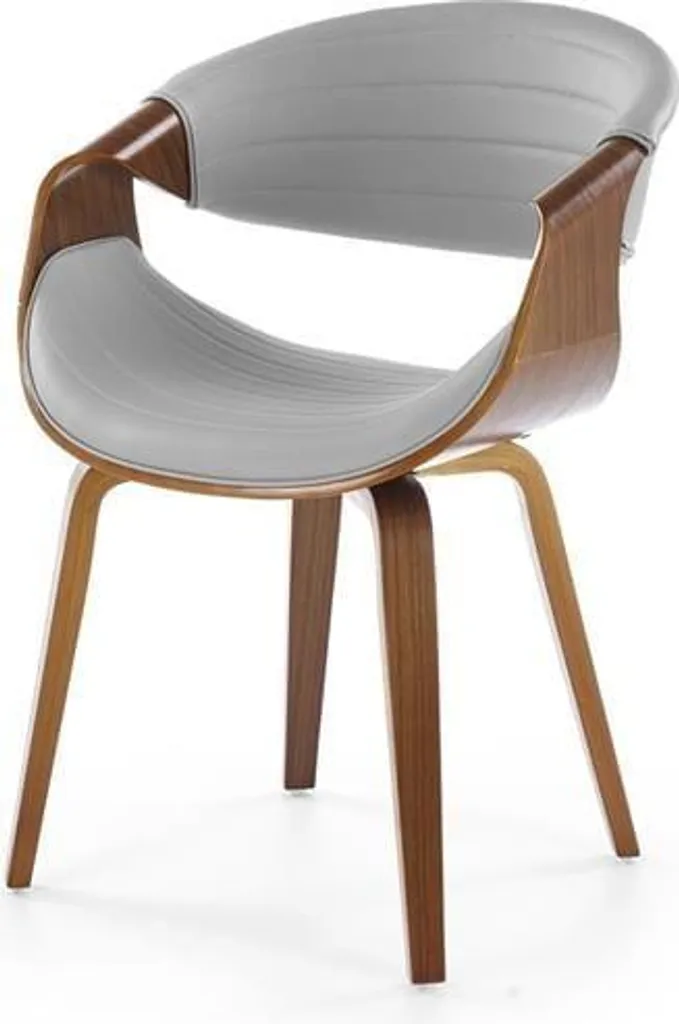 Chaise de salle à manger gris cendré et bois de noyer massif style chic