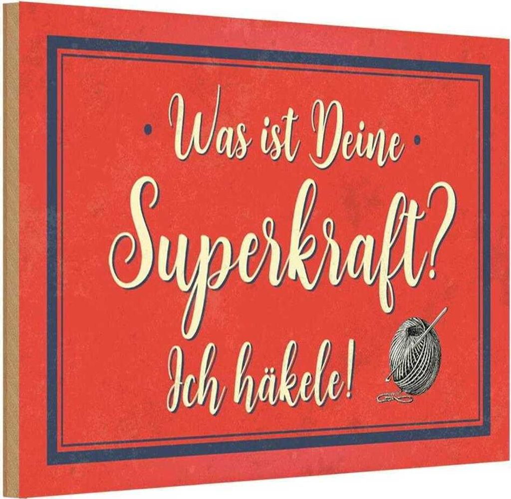 vianmo Holzschild 12x18 cm was deine Superkraft ich häkele Spruch Zitat