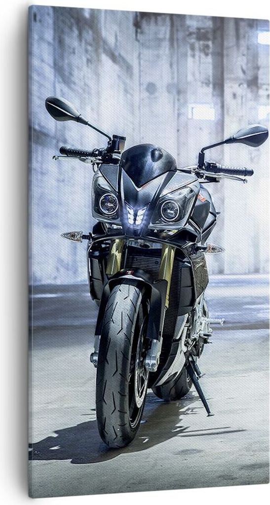 Bild auf Leinwand - Leinwandbild - Motorrad retro klassisch - 55x100cm - Wand Bild - Wanddeko - Leinwanddruck - Bilder - Kunstdruck - Wanddekoratio...