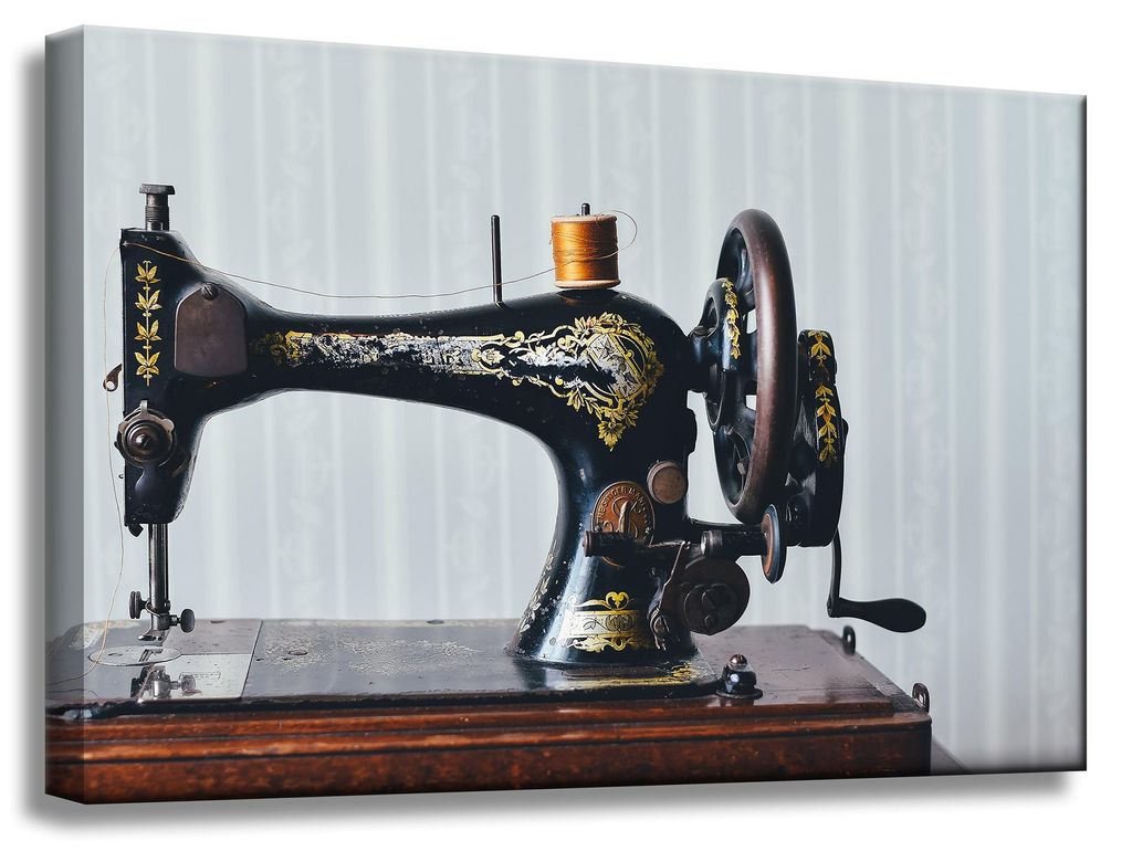 Leinwanddruck Vintage-Nähmaschine 60x40 Schneidernadel Faden