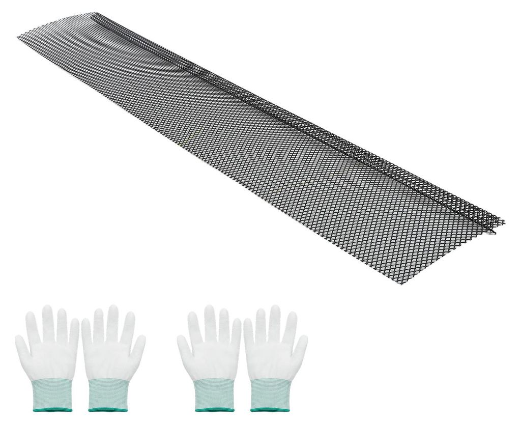 SucceBuy 40 Stück Dachrinnenschutz 152,4 mm, Laubnetz aus pulverbeschichtetem Stahl, zuschneidbar mit einer Gesamtlänge von 36,58 m, Schutzgitter...