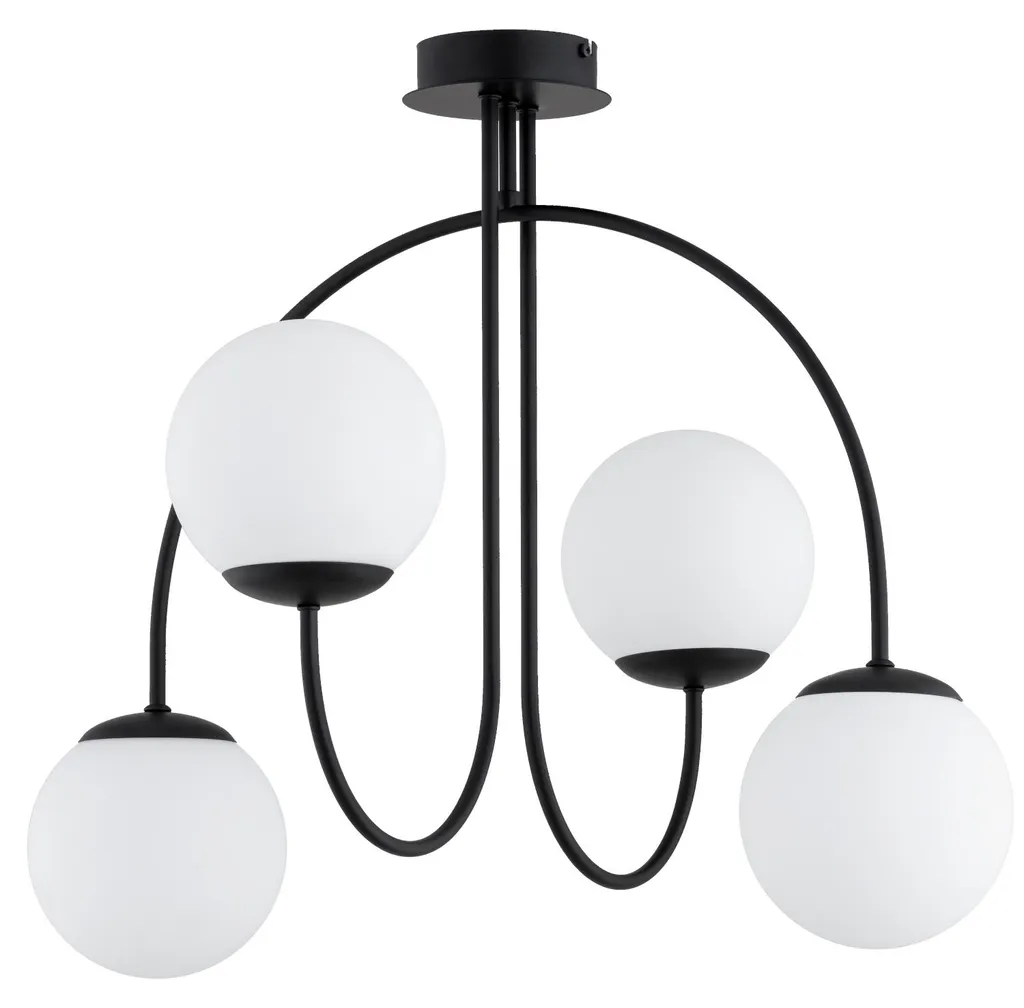 Suspension TERSO Alfa noire à 4 bras courbés en métal - 48x58 cm IP20