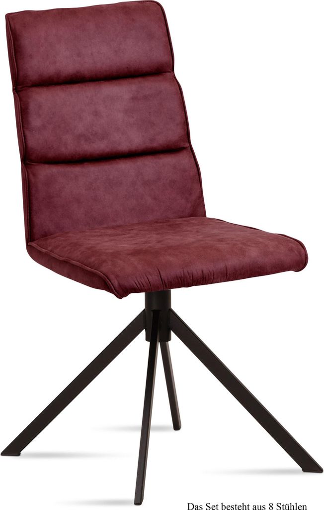 Esszimmerstuhl (8er-Set) Drusy 47x92x60 Schwarz/Marsala