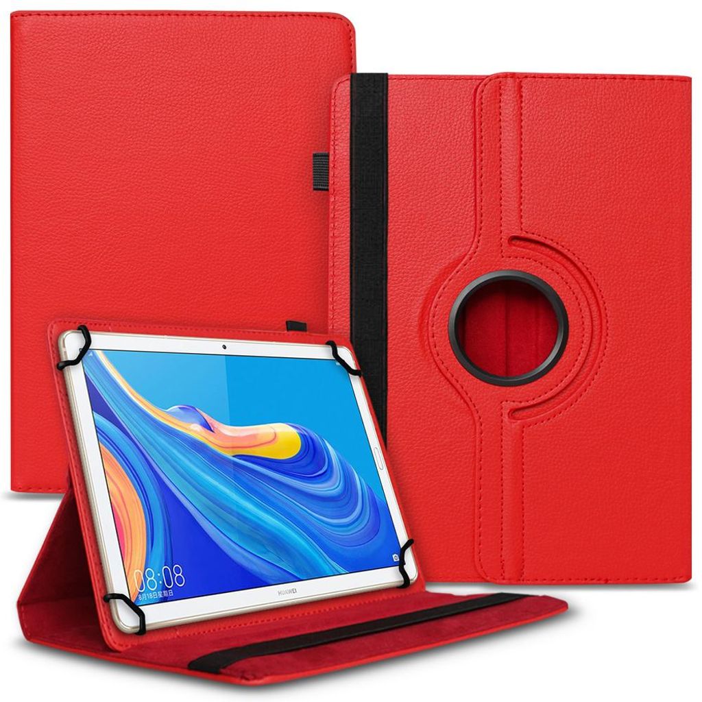 Tablet Tasche für Lenovo Tab 4 10 / Tab 4 10 Plus Schutzhülle Hülle Case DrehbarFarbe Uni 360 Taschen:Rot