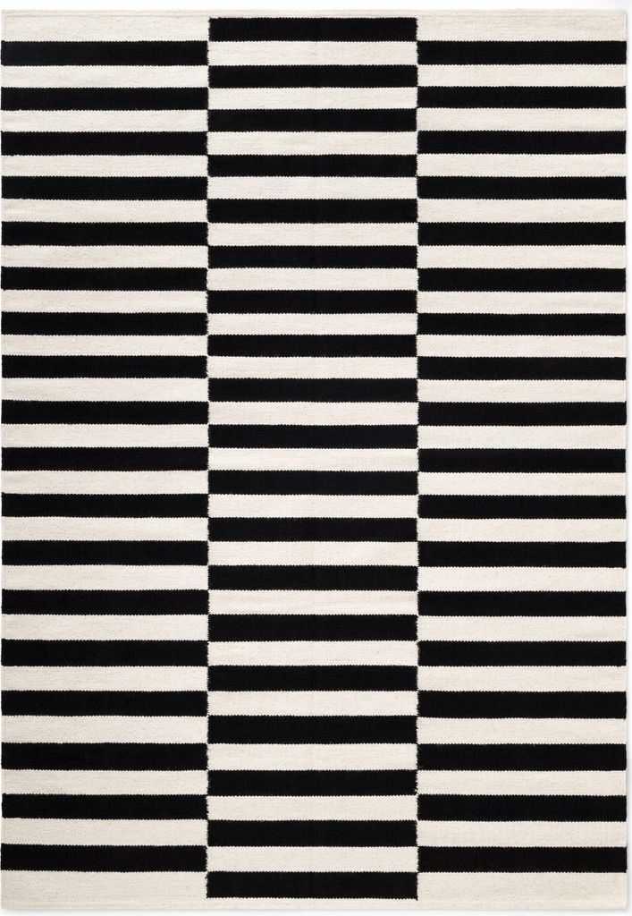 NYVI Teppich Donna - Für Fußbodenheizung geeignet,Robust, Pflegeleicht - Wohnzimmerteppich Wollteppich - 160x230 cm Rechteckig - Schwarz Natur Weiß