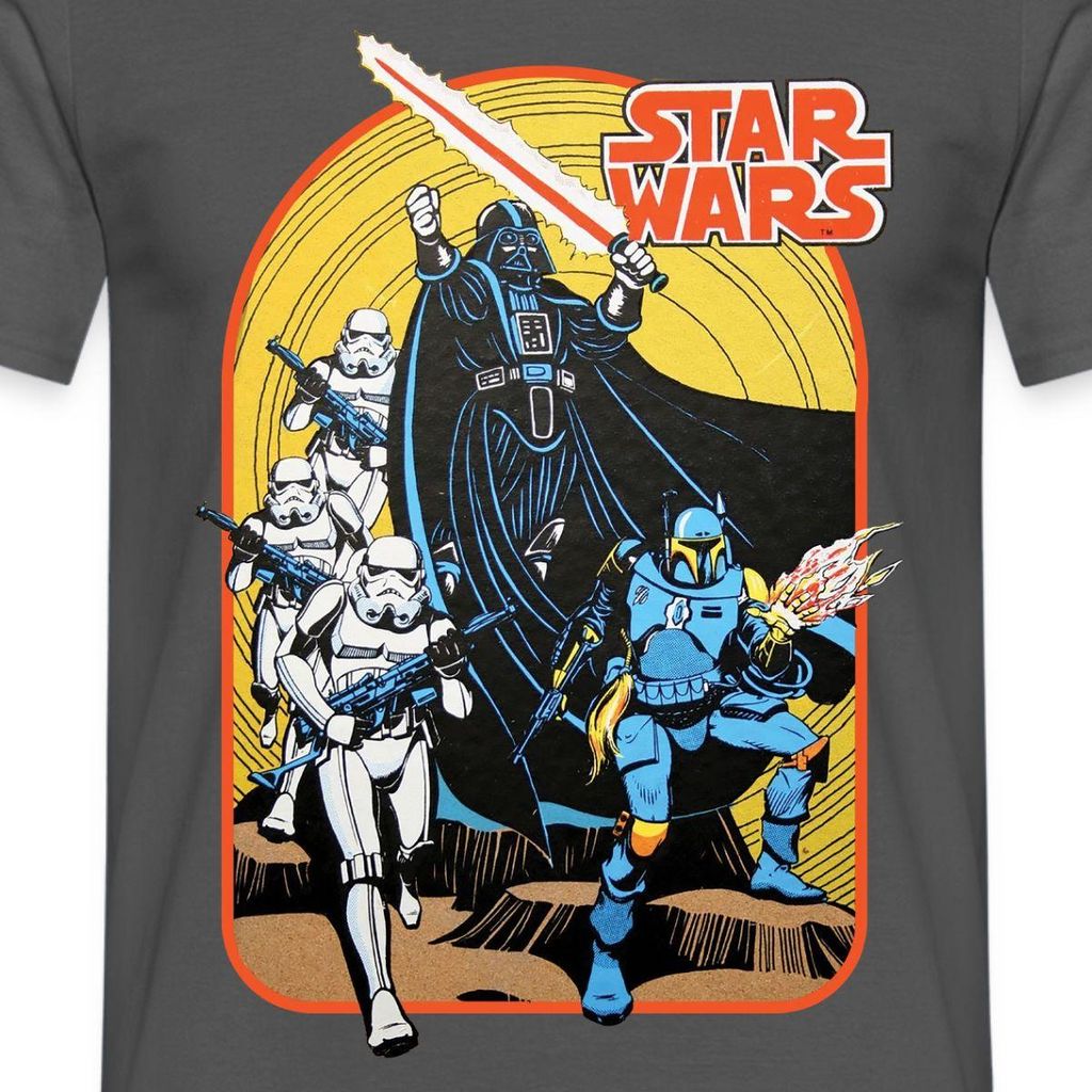 Star Wars Retro Darth Vader Und Stormtrooper Männer T-Shirt, XL, Anthrazit
