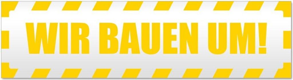 Kiwistar Wir Bauen um! gestreift Magnetschild Schild magnetisch - 45cm Gelb - Magnetfolie für Auto PKW Kfz