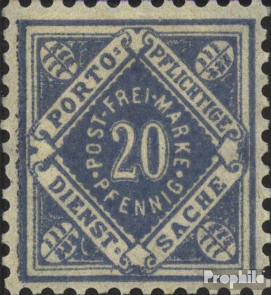 Briefmarken Württemberg 1906 Mi D116b postfrisch Ziffern in Raute