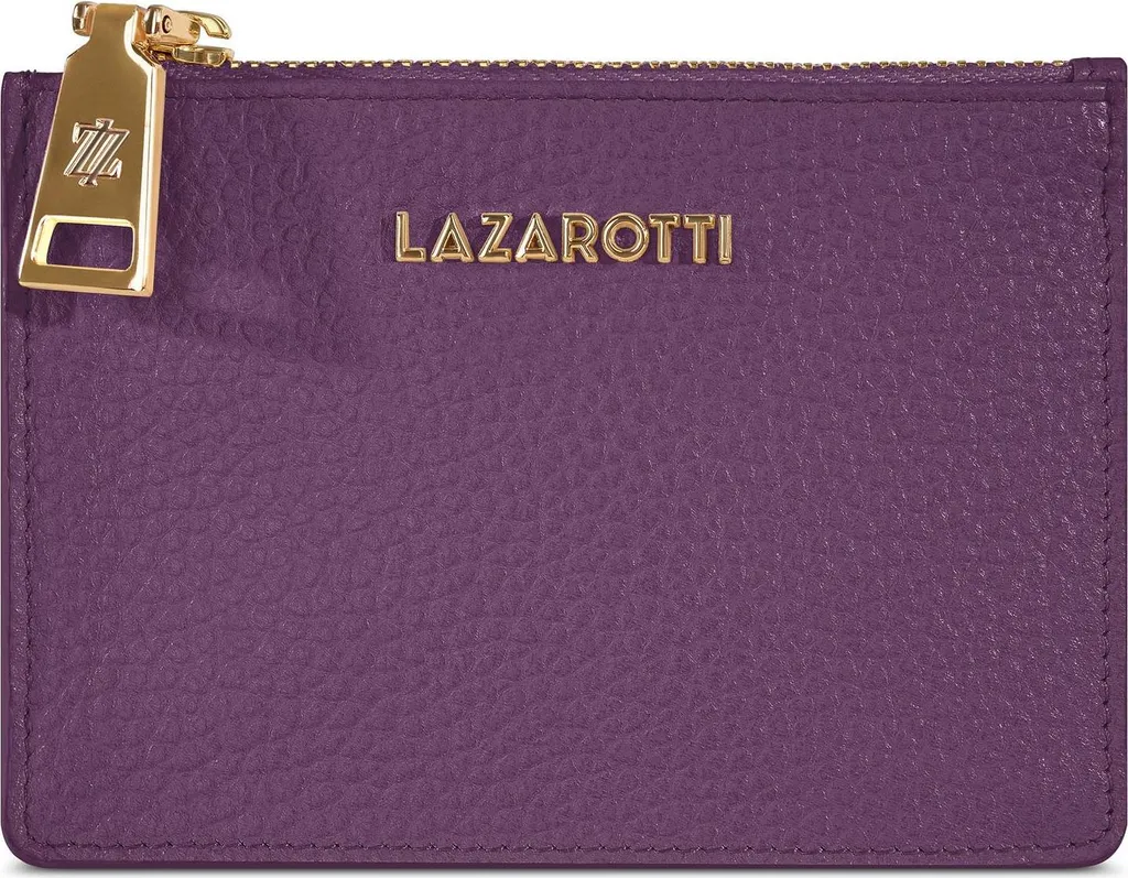 Lazarotti Bologna Portacarte in Pelle Viola Porpora Zip Etui